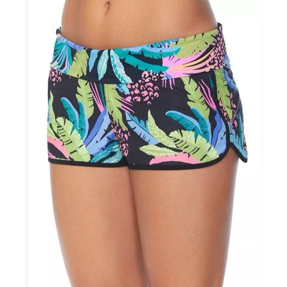 Raisins Junior Size Medium Aloha Allover Print‎ Floral Folded Swim Shorts Lined